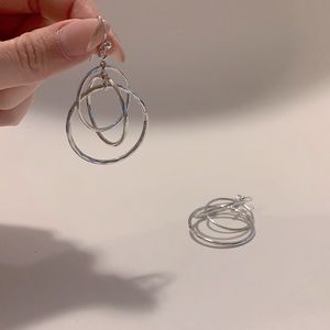 Silver 3 hoop earrings